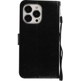iPhone 14 Pro Case Hülle - Premium Flip Leder Tasche - Schwarz