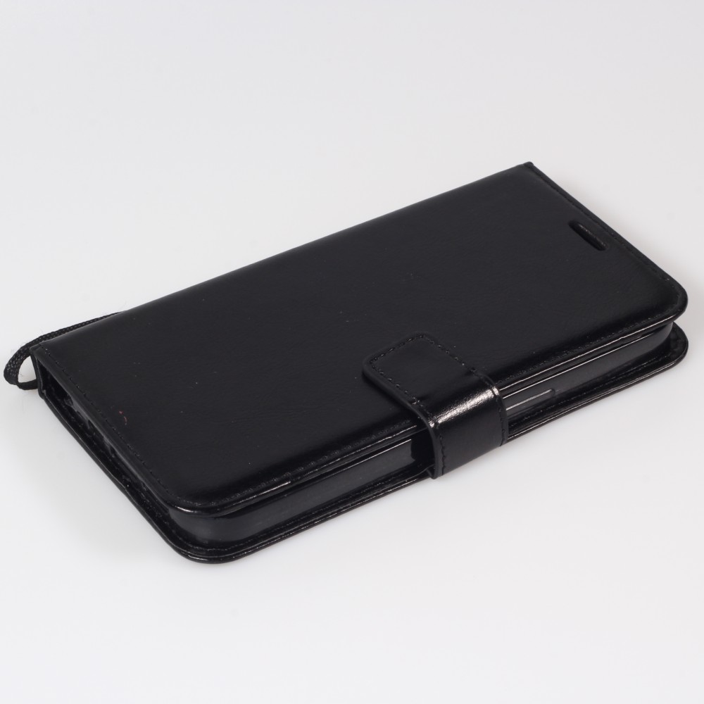 iPhone 14 Pro Case Hülle - Premium Flip Leder Tasche - Schwarz