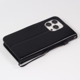 iPhone 14 Pro Case Hülle - Premium Flip Leder Tasche - Schwarz