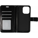 iPhone 14 Pro Case Hülle - Premium Flip Leder Tasche - Schwarz