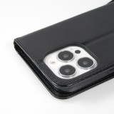 iPhone 14 Pro Case Hülle - Premium Flip Leder Tasche - Schwarz