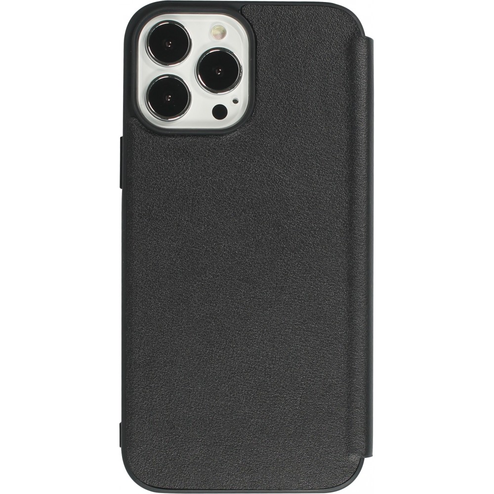 iPhone 13 Pro Max Case Hülle - Qialino Window Flip Echtleder - Schwarz