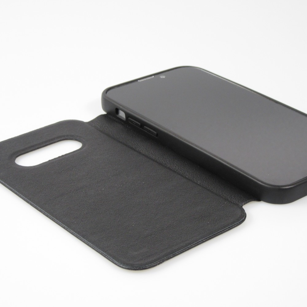 iPhone 13 Pro Max Case Hülle - Qialino Window Flip Echtleder - Schwarz