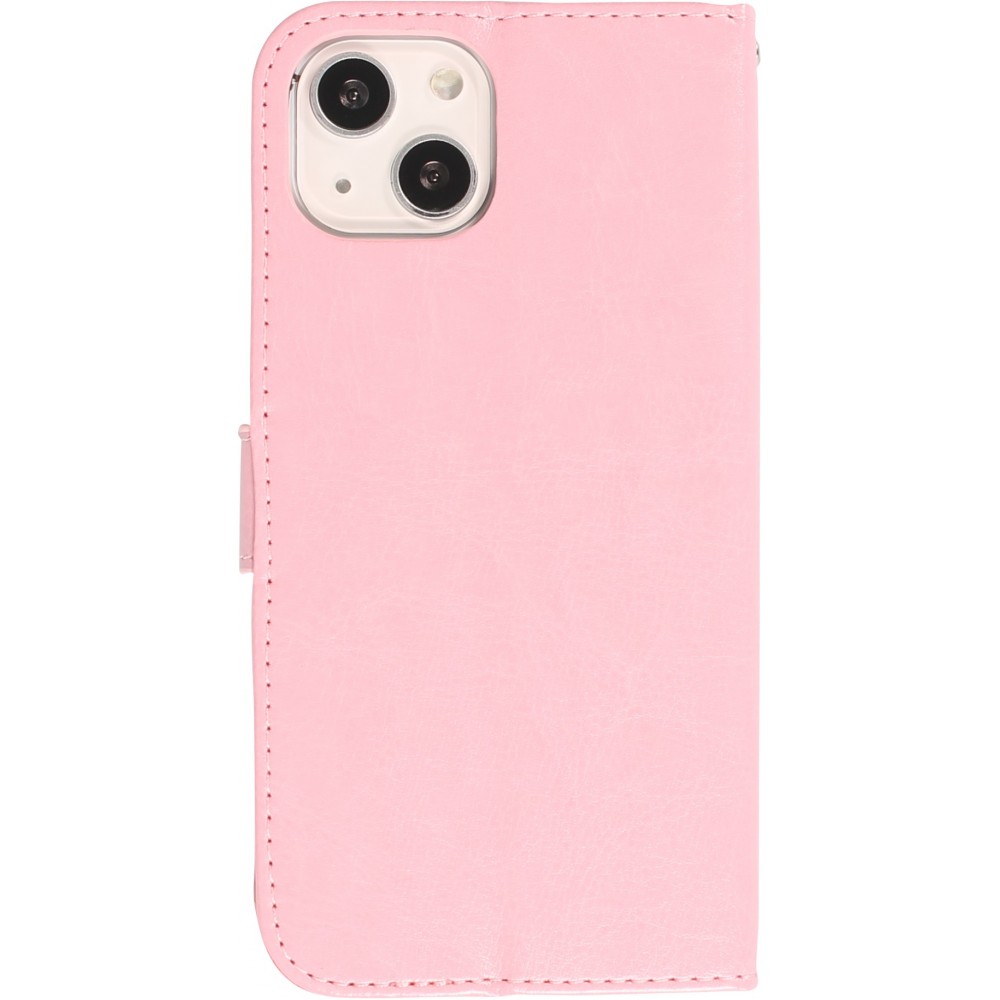 iPhone 13 mini Case Hülle - Premium Flip Leder Tasche - Hellrosa