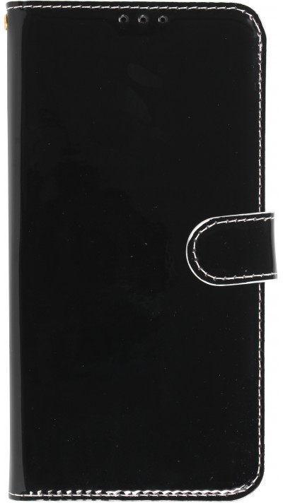 iPhone 14 Max Case Hülle - Flip Glatt brilliant glänzend & reflektierend mit Schlaufe - Dark Knight
