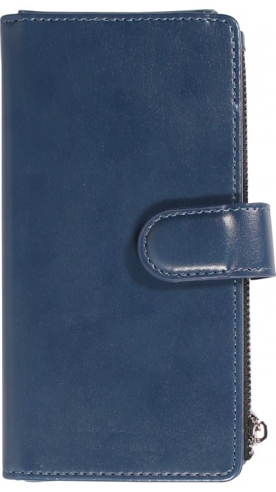 iPhone 14 Pro Max Case Hülle - Brieftaschen-Hülle luxuriös und raffiniert mit Magnet Verschluss & Münz- und Kartenfach  - Blau