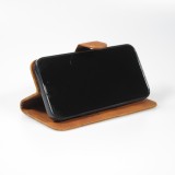 iPhone 14 Pro Max Case Hülle - 3D Flip Kunstleder Auge des Tigers - Braun