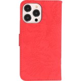 Fourre iPhone 14 Pro Max - Flip 3D en similicuir Oeil du tigre - Rouge