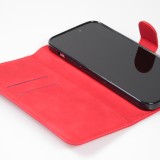 Fourre iPhone 14 Pro Max - Flip 3D en similicuir Oeil du tigre - Rouge