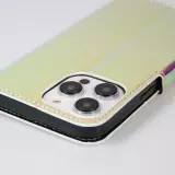 Fourre iPhone 14 Pro Max - Flip lisse brillant couleur magique avec dragonne - Purple Sunset