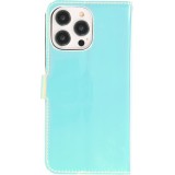 Fourre iPhone 14 Pro Max - Flip lisse brillant couleur magique avec dragonne - Blue Lagoon