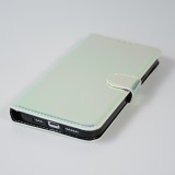 Fourre iPhone 14 Pro Max - Flip lisse brillant couleur magique avec dragonne - Blue Lagoon