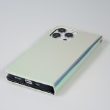Fourre iPhone 14 Pro Max - Flip lisse brillant couleur magique avec dragonne - Blue Lagoon
