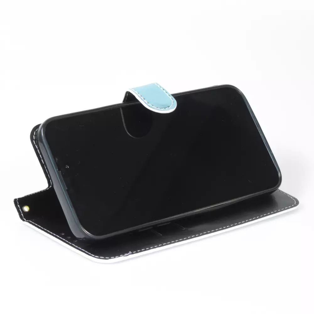Fourre iPhone 14 Pro Max - Flip lisse brillant & réfléchissant avec dragonne - Deep Ocean