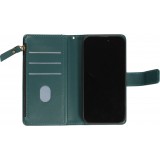 iPhone 15 Case Hülle - Brieftaschen-Hülle luxuriös und raffiniert mit Magnet Verschluss & Münz- und Kartenfach  - Grün