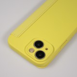 iPhone 15 Case H&uuml;lle - Flip weiches Silikon mit matt glatter Oberfl&auml;che - Gelb