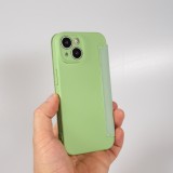 iPhone 15 Case H&uuml;lle - Flip weiches Silikon mit matt glatter Oberfl&auml;che - Gr&uuml;n