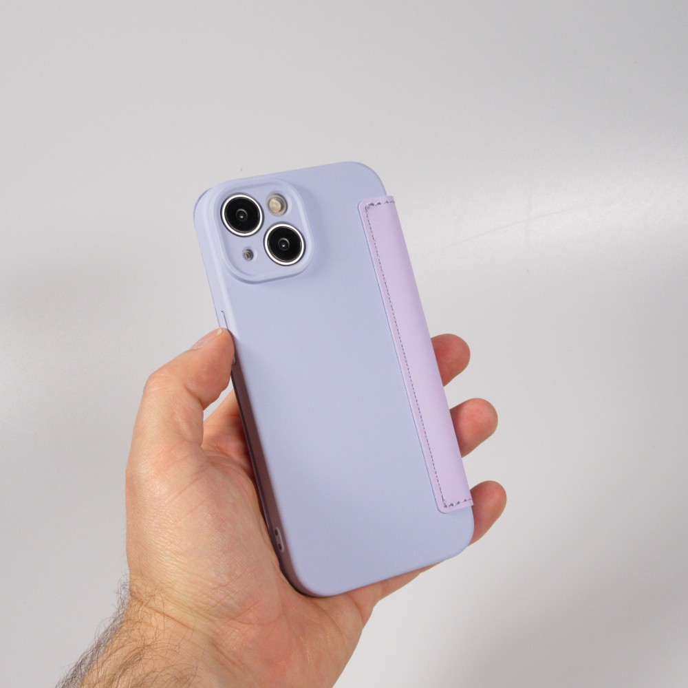 iPhone 15 Case H&uuml;lle - Flip weiches Silikon mit matt glatter Oberfl&auml;che - Hellviolett