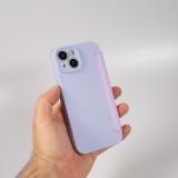 iPhone 15 Case H&uuml;lle - Flip weiches Silikon mit matt glatter Oberfl&auml;che - Hellviolett