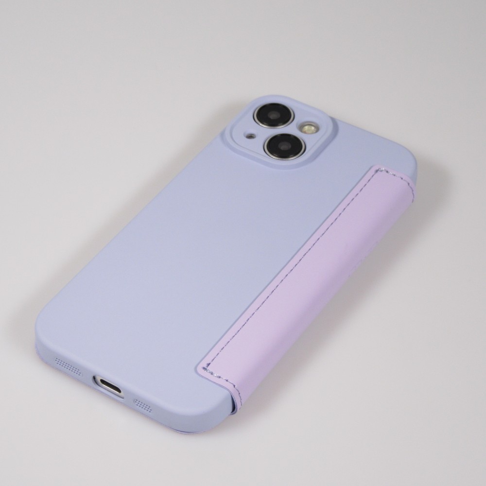 iPhone 15 Case H&uuml;lle - Flip weiches Silikon mit matt glatter Oberfl&auml;che - Hellviolett