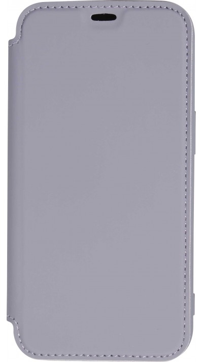 Fourre iPhone 15 Pro - Flip silicone souple avec surface lisse et mate - Gris