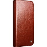 iPhone 16e Case Hülle - Flip Qialino Echtleder mit magnetischem Verschluss - Braun