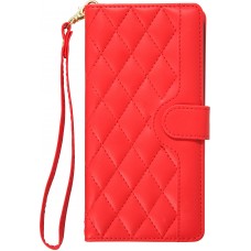 iPhone 16 Case H&uuml;lle - Elegante Flip-Matratze mit Magnetverschluss Trageschlaufe und Kartenf&auml;chern - Rot
