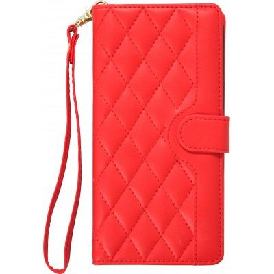 iPhone 16 Case H&uuml;lle - Elegante Flip-Matratze mit Magnetverschluss Trageschlaufe und Kartenf&auml;chern - Rot