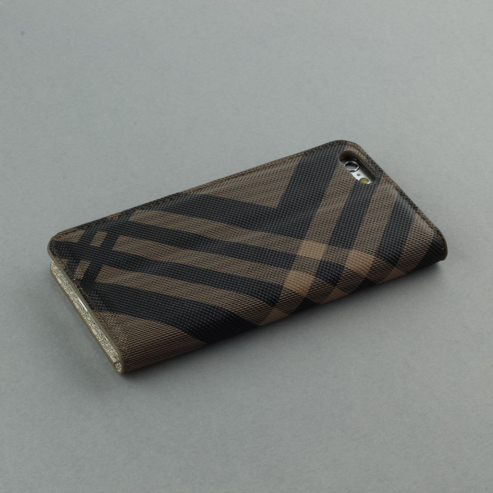 Hülle iPhone 7 / 8 / SE (2020, 2022) - Flip Lines - Braun