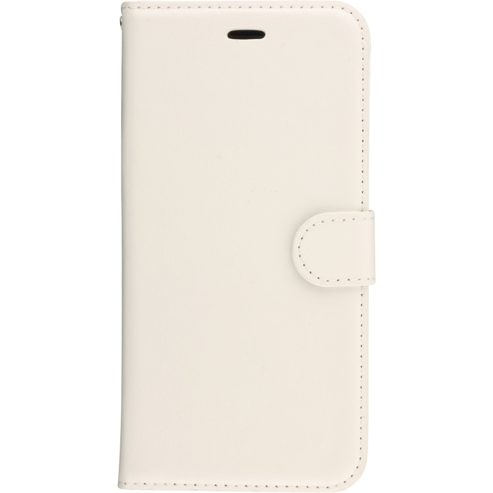 Hülle iPhone 16e - Premium Flip Leder Tasche - Weiss