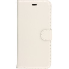 Hülle iPhone 16e - Premium Flip Leder Tasche - Weiss