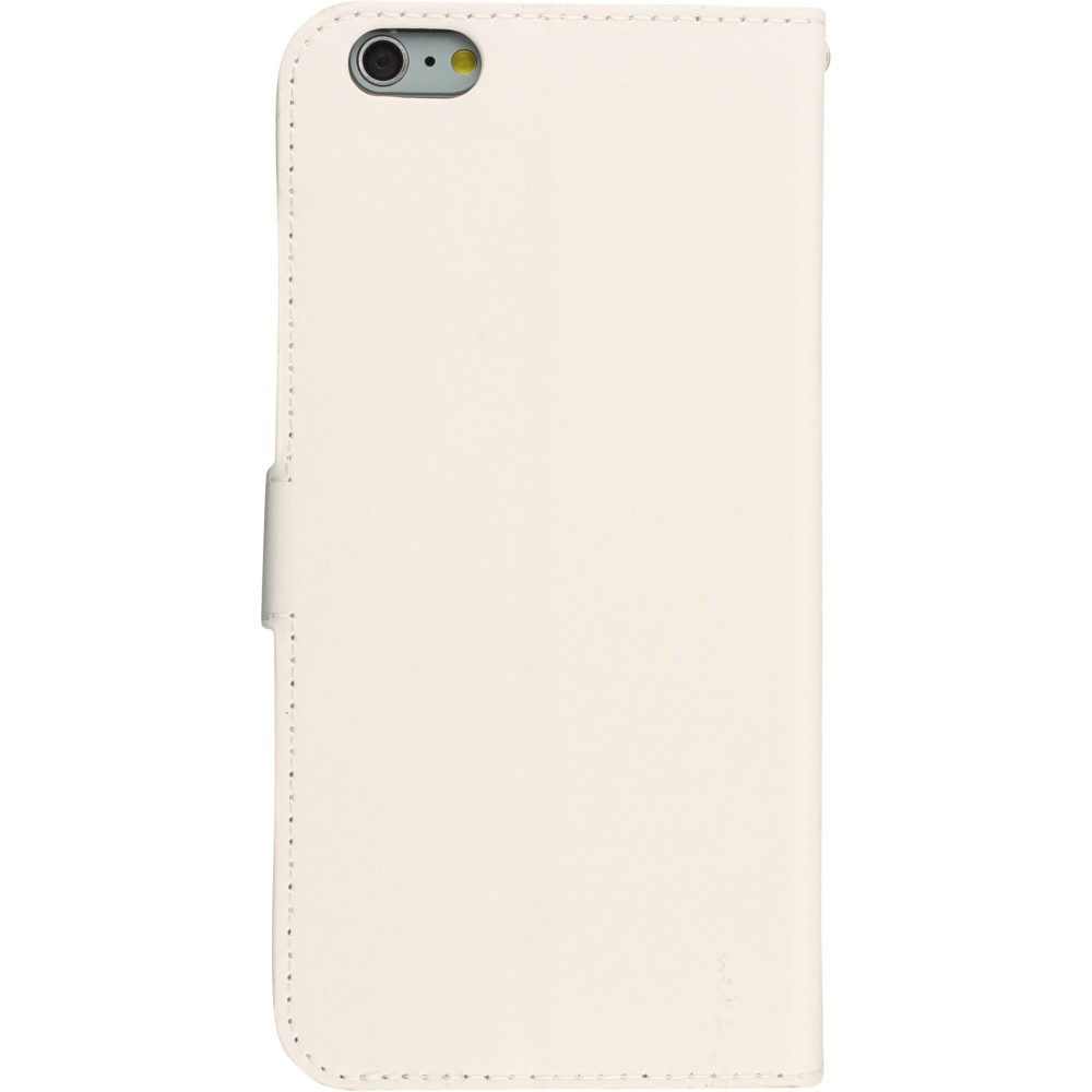 Hülle iPhone 16e - Premium Flip Leder Tasche - Weiss