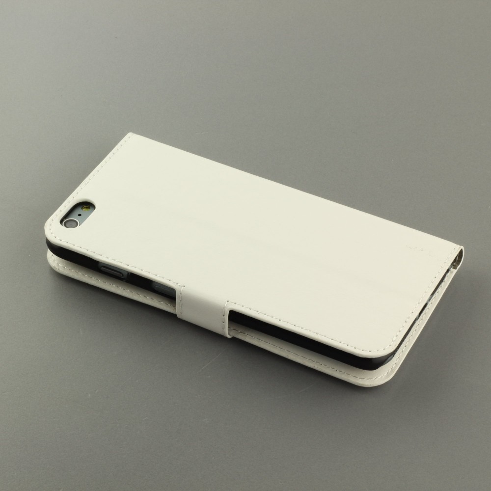 Hülle iPhone 16e - Premium Flip Leder Tasche - Weiss