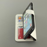 Hülle iPhone 16e - Premium Flip Leder Tasche - Weiss