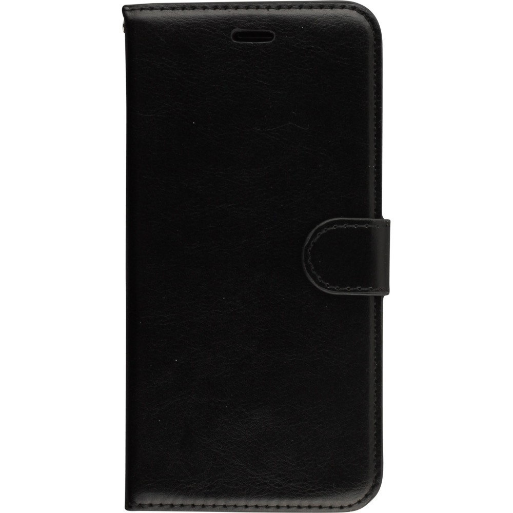Hülle iPhone 16e - Premium Flip Leder Tasche - Schwarz