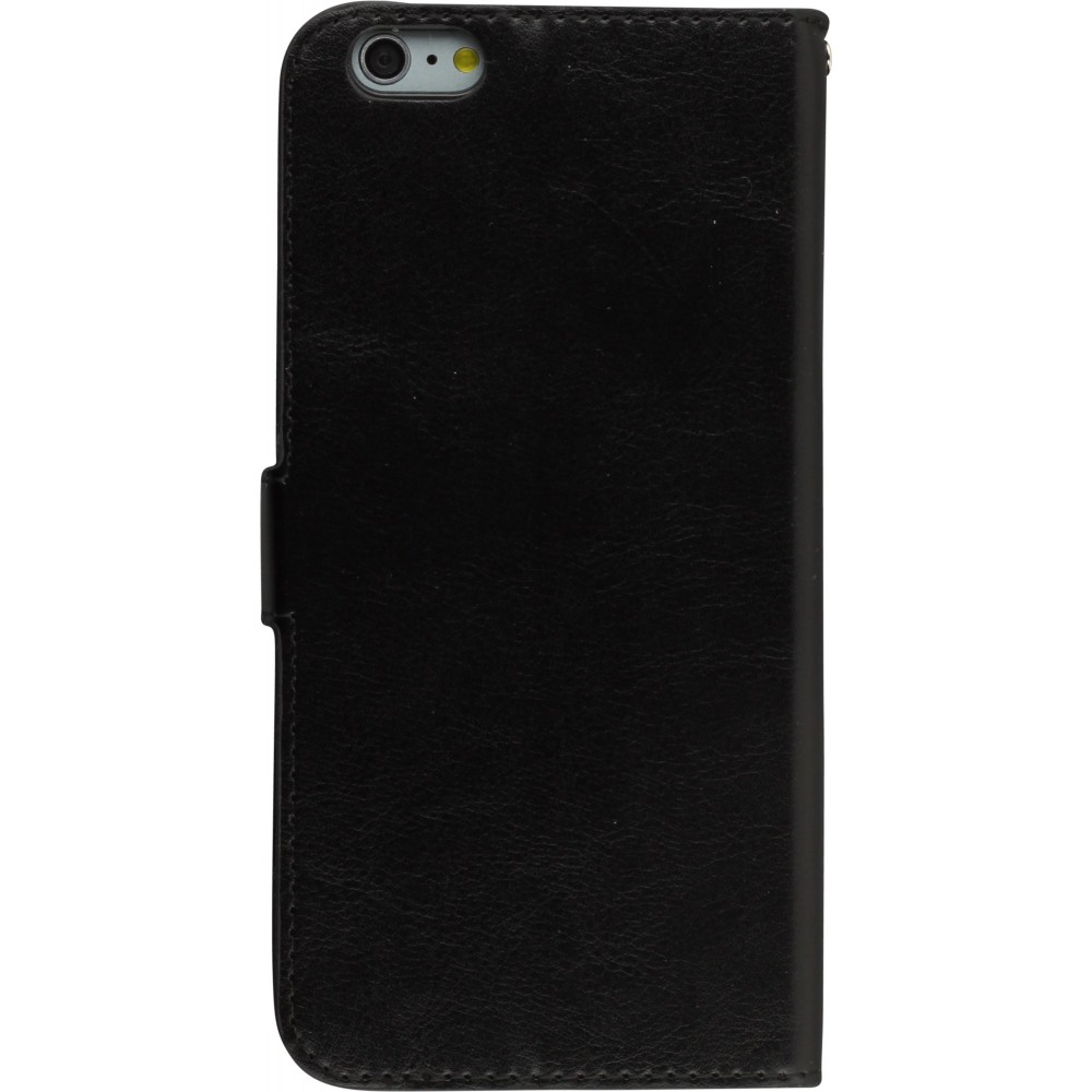 Hülle iPhone 16e - Premium Flip Leder Tasche - Schwarz