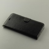 Hülle iPhone 16e - Premium Flip Leder Tasche - Schwarz