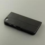 Hülle iPhone 16e - Premium Flip Leder Tasche - Schwarz