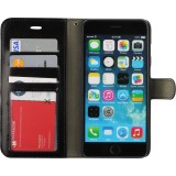 Hülle iPhone 16e - Premium Flip Leder Tasche - Schwarz