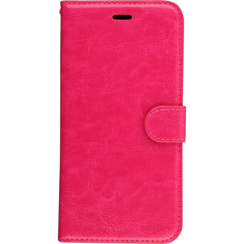 Hülle iPhone 16e - Premium Flip Leder Tasche - Dunkelrosa