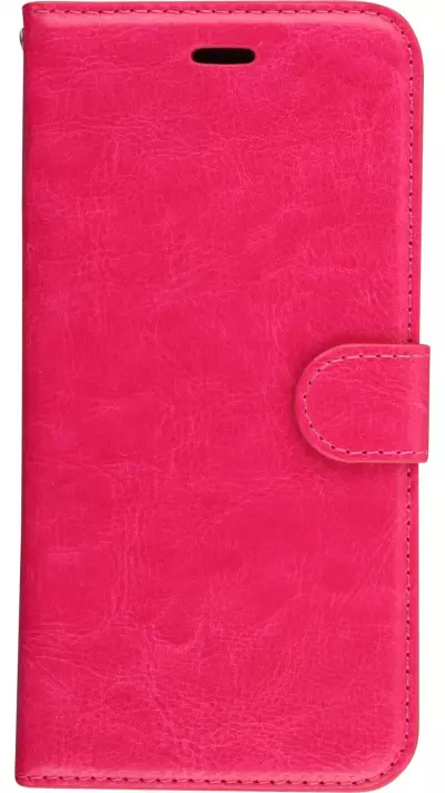 Hülle iPhone X / Xs - Premium Flip Leder Tasche - Dunkelrosa
