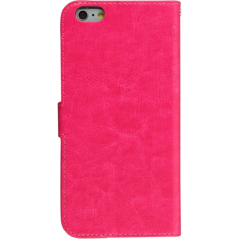 Hülle iPhone 16e - Premium Flip Leder Tasche - Dunkelrosa
