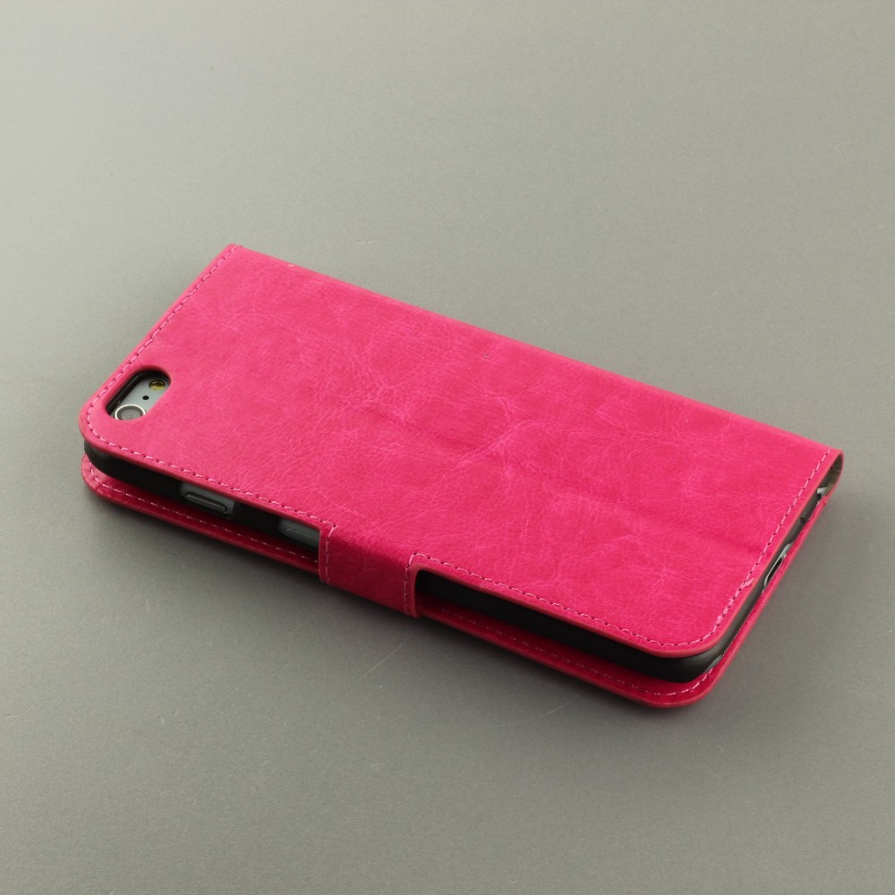 Hülle iPhone 16e - Premium Flip Leder Tasche - Dunkelrosa