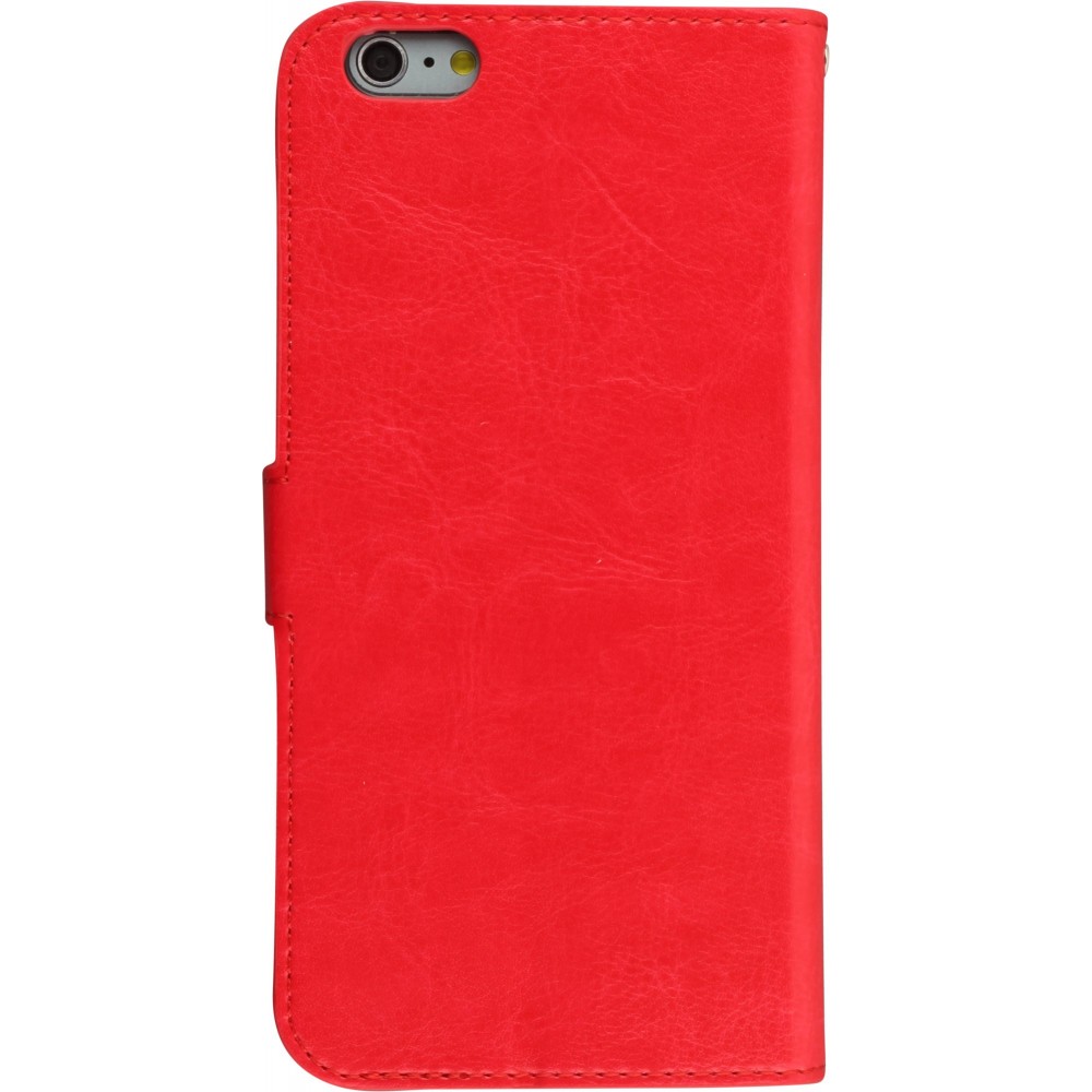 Hülle iPhone 16e - Premium Flip Leder Tasche - Rot