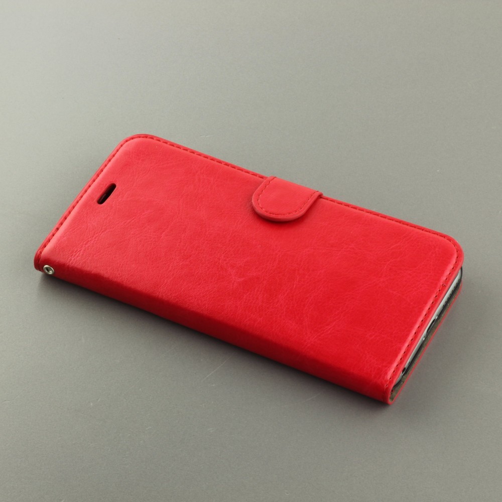 Hülle iPhone 16e - Premium Flip Leder Tasche - Rot