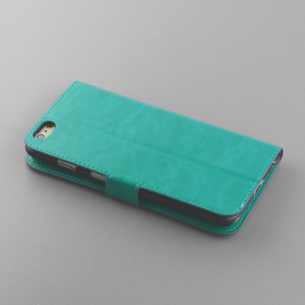 Hülle iPhone 16e - Premium Flip Leder Tasche - Türkis