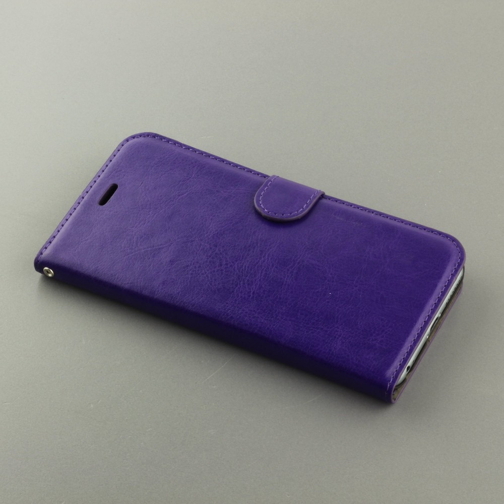 Hülle iPhone 16e - Premium Flip Leder Tasche - Violett
