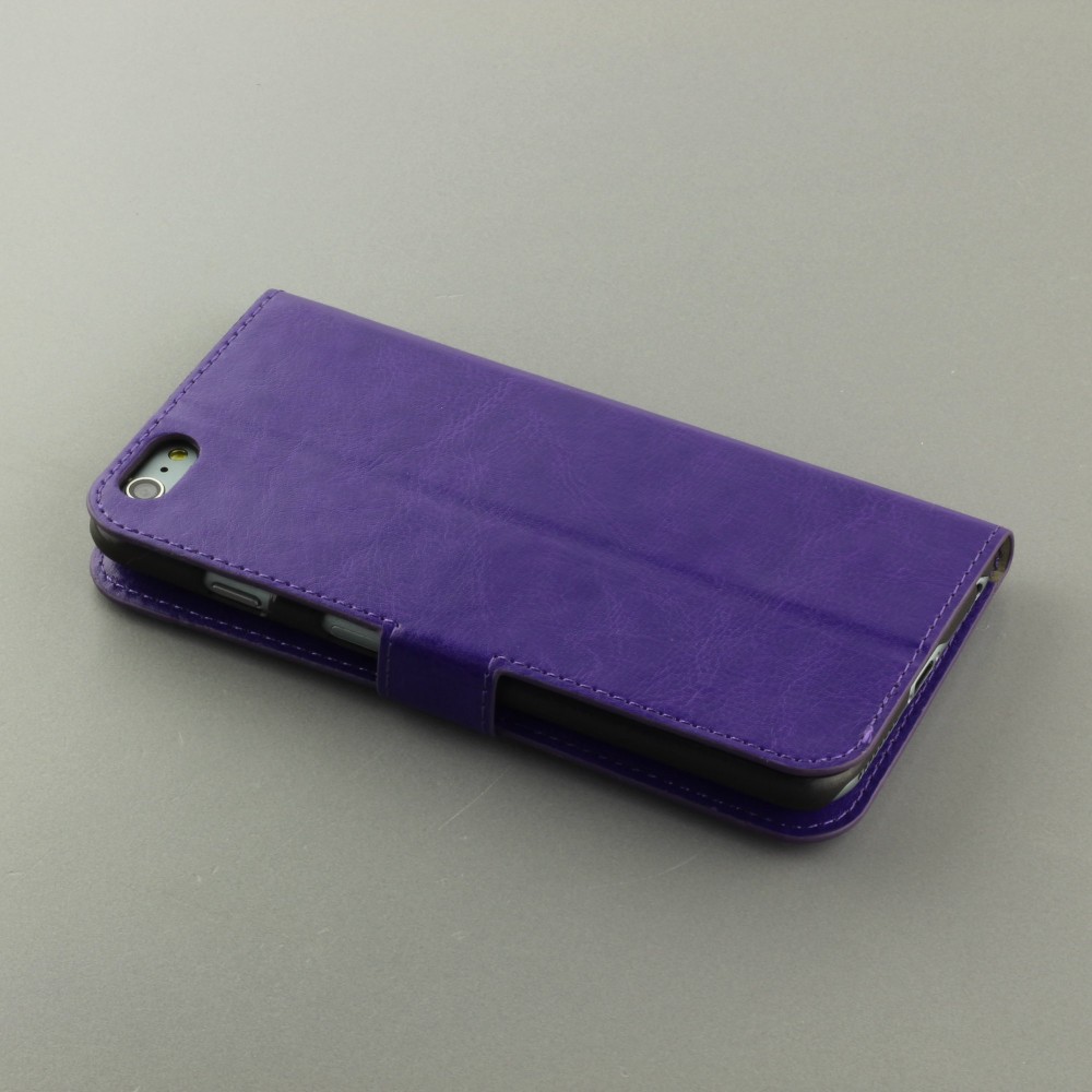 Hülle iPhone 16e - Premium Flip Leder Tasche - Violett