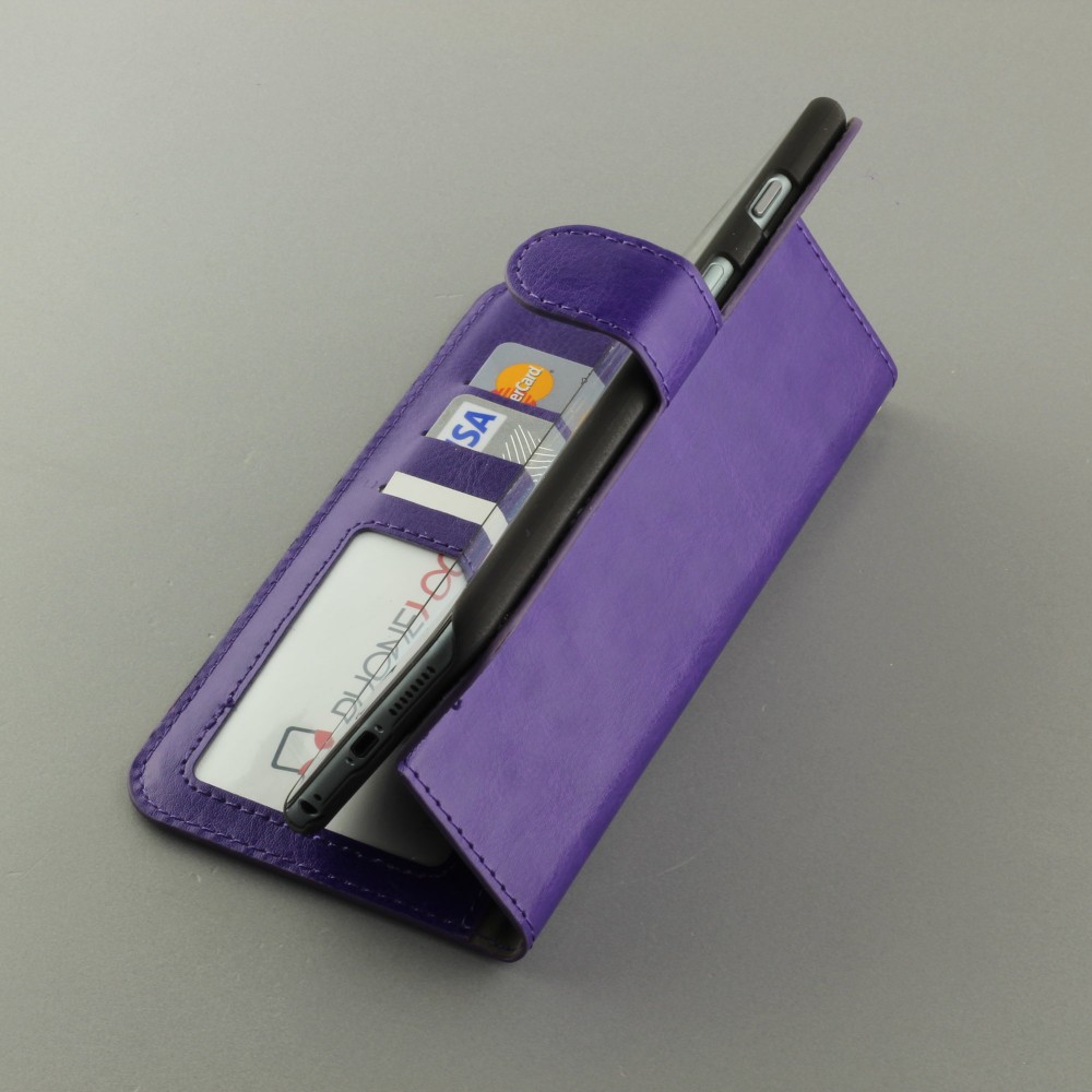 Hülle iPhone 16e - Premium Flip Leder Tasche - Violett