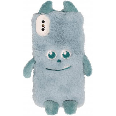 iPhone Xs Max Case Hülle - Fluffy weiches Plüschmonster  - Hellblau